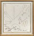 ANDY WARHOL American 19281987 SIGNED FARRAH FAWCETT AND RYAN ONEAL NAPKIN CIRCA 1980