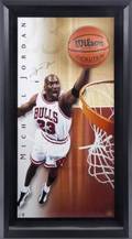 MICHAEL JORDAN SIGNED IMAGE WITH BASKETBALL DISPLAY