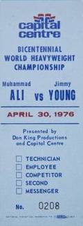 MUHAMMAD ALI VS JIMMY YOUNG 1976 WORLD HEAVYWEIGHT CHAMPIONSHIP CREW TICKET