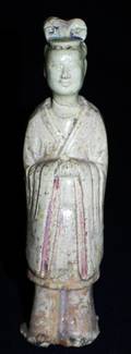 159 GLAZED POTTERY FIGURE OF A FEMALE