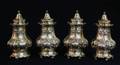 145 SET OF EIGHT SS SHAKERS AND OPEN SALTS