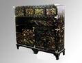 196 MOTHER OF PEARL INLAID BLACK LACQUER CABINET