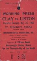MUHAMMAD ALI VS SONNY LISTON II ORIGINAL FIGHT PRESS PASS