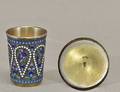 415 RUSSIAN SILVER GILT AND ENAMEL VODKA CUP
