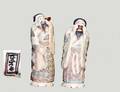 110 PAIR OF CARVED ETCHED AND COLORED IVORY FIGURES