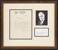 FRANKLIN D ROOSEVELT SIGNED LETTER