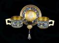 70 SET OF SIX SILVER GILT AND ENAMEL DEMITASSE CUPS
