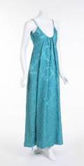 ELIZABETH TAYLOR MATTY TALMACK TEAL BROCATELLE GOWN