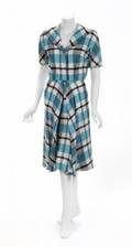 ELIZABETH TAYLOR SILK PLAID DRESS