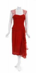ELIZABETH TAYLOR SCARLET BEADED COCKTAIL DRESS