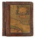 STAN LAUREL VINTAGE HAND CARVED WOOD FRIENDSHIP BOOK WITH ANTIQUE MAP COVER