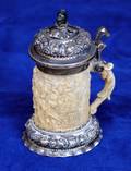 109 VERY FINE MIN CONTINENTAL IVORY  SILVER TANKARD