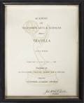 EVITA PERON ACADEMY OF TELEVISION ARTS  SCIENCES NOMINATION CERTIFICATE