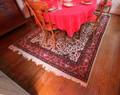PERSIAN HAND KNOTTED WOOL RUG WITH RED BORDERS