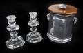 BOB HOPE MONOGRAMMED PEWTER ICE BUCKET AND CANDLESTICKS