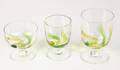 YELLOW AND GREEN SWIRL GLASS STEMWARE
