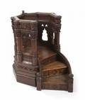 GOTHIC STYLE CARVED WALNUT MODEL PULPIT