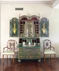 GEORGE I GREEN JAPANESE PARCELGILT BUREAU CABINET