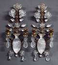 169 PR OF ROCK CRYSTAL  GILT METAL TWO LIGHT SCONCES