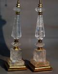168 GOOD PAIR OF ROCK CRYSTAL AND GILTWOOD LAMPS