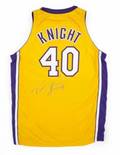 TRAVIS KNIGHT 2000 GAME WORN AND SIGNED LOS ANGELES LAKERS JERSEY
