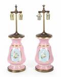 GRETA GARBO PINK PORCELAIN TABLE LAMPS