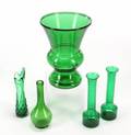 GRETA GARBO GREEN GLASS VASES