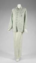 GRETA GARBO MONOGRAMMED GREEN SILK PAJAMAS
