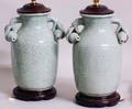 204 PAIR OF CELADON CRACKLEWARE PORCELAIN VASES