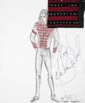 MICHAEL JACKSON SIGNED COSTUME SKETCH WITH SWATCH