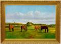 Niels Christiansen Danish Landscape wHorses Oil