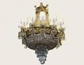 209 EMPIRE STYLE GILT BRONZE AND GLASS TWELVE LIGHT CH