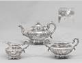 157 THREE PIECE VICTORIAN STERLING SILVER TEA SERVICE