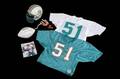 BRYAN COX MIAMI DOLPHINS GAME WORN HELMET AND PRACTICE JERSEYS