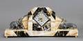 182 ART DECO MARBLE ONYX AND METAL MANTEL CLOCK