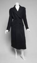 GRETA GARBO BLACK FLANNEL WOOL COAT