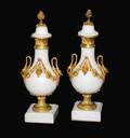 99 PAIR OF LOUIS XVI STYLE MARBLE CASSOLETTES
