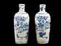 85 PAIR OF BLUE AND WHITE PORCELAIN VASES