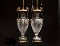 101 PAIR OF GILT BRONZE MOUNTED CRYSTAL LAMPS
