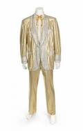 ELTON JOHN AND ELVIS PRESLEY NUDIES GOLD LAM SUIT 
