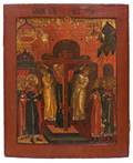 A RUSSIAN ICON OF THE EXALTATION OF THE CROSS YAROSLAVL SCHOOL 18TH CENTURY