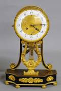 429 EMPIRE STYLE GILT BRONZE AND METAL MANTEL CLOCK