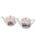 A PAIR OF SOVIET PROPAGANDA TEAPOTS STATE PORCELAIN FACTORY ST PETERSBURG 1923