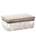 A FABERG SILVER AND CUT CRYSTAL BOX MARKED K FABERG WITH IMPERIAL WARRANT MOSCOW 19081926