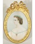 A PORTRAIT MINIATURE OF A WOMAN 19TH CENTURY tempera on ivory