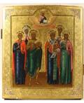 RUSSIAN ICON SIX SAINTS CIRCA 1900