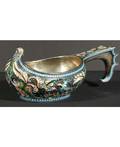 A RUSSIAN SILVER AND CLOISONN ENAMEL KOVSH MOSCOW c 1901