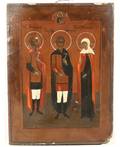 RUSSIAN ICON THREE SAINT MARTYRS Late 19th Century Volga Region