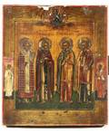 RUSSIAN ICON FOUR SAINTS 19TH CENTURY VLADIMIR REGION