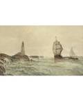 SAINT CLAIR AUGUSTIN MULHOLLAND AMERICANBRITISH 18391910 Ships off the Coast with Lighthouse